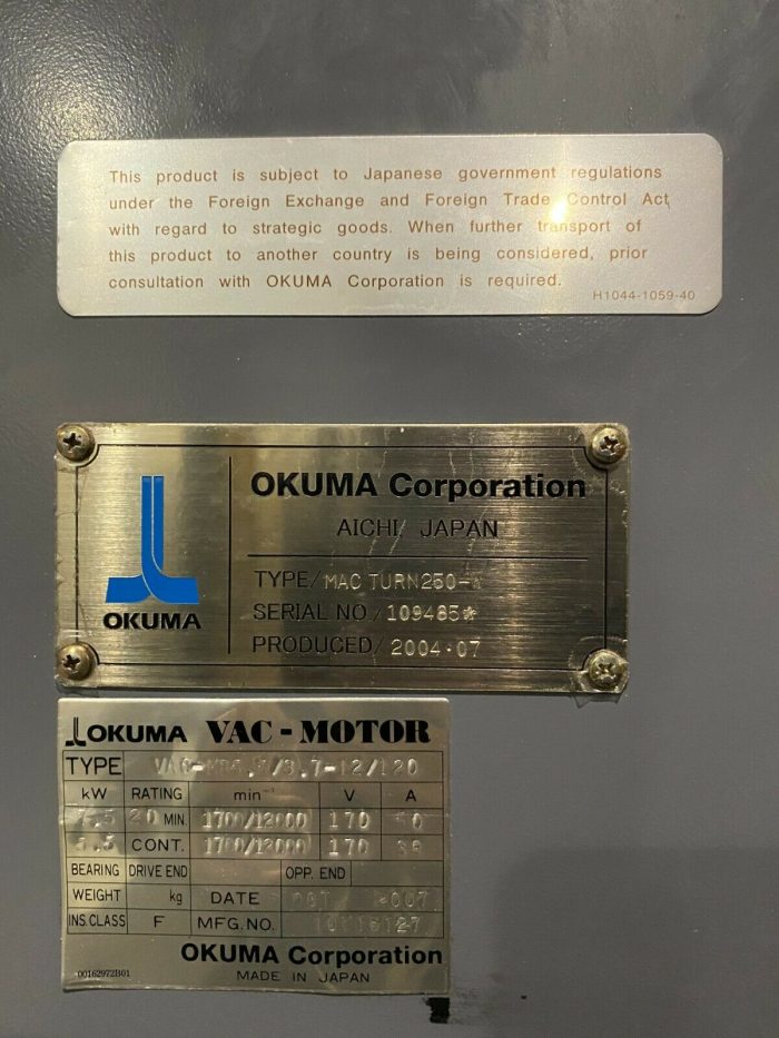 Okuma Macturn CNC Multi Axis Turn Mill Center