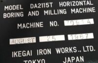Ikegai DA2115T Horizontal Boring Mill - 003