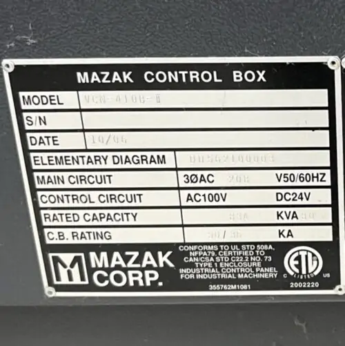 Used Mazak Nexus VCN 410B-II CNC Vertical Machining Center