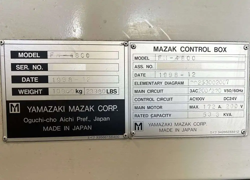 Used Mazak FH-4800 Horizontal Machining Center (1998) | Hi