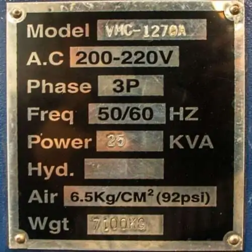 Used Mighty Viper VMC-1270A Vertical Machining Center (2002