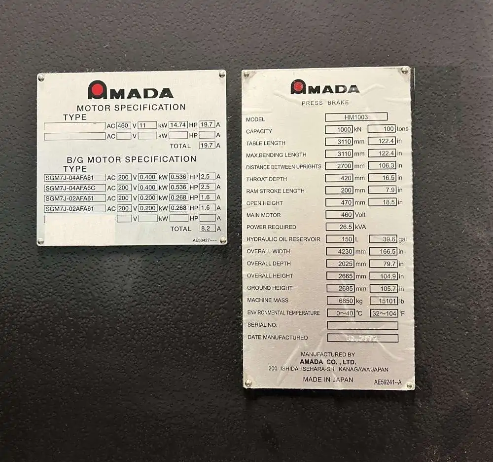 Amada HM-1003 CNC Press Brake - MachineStation