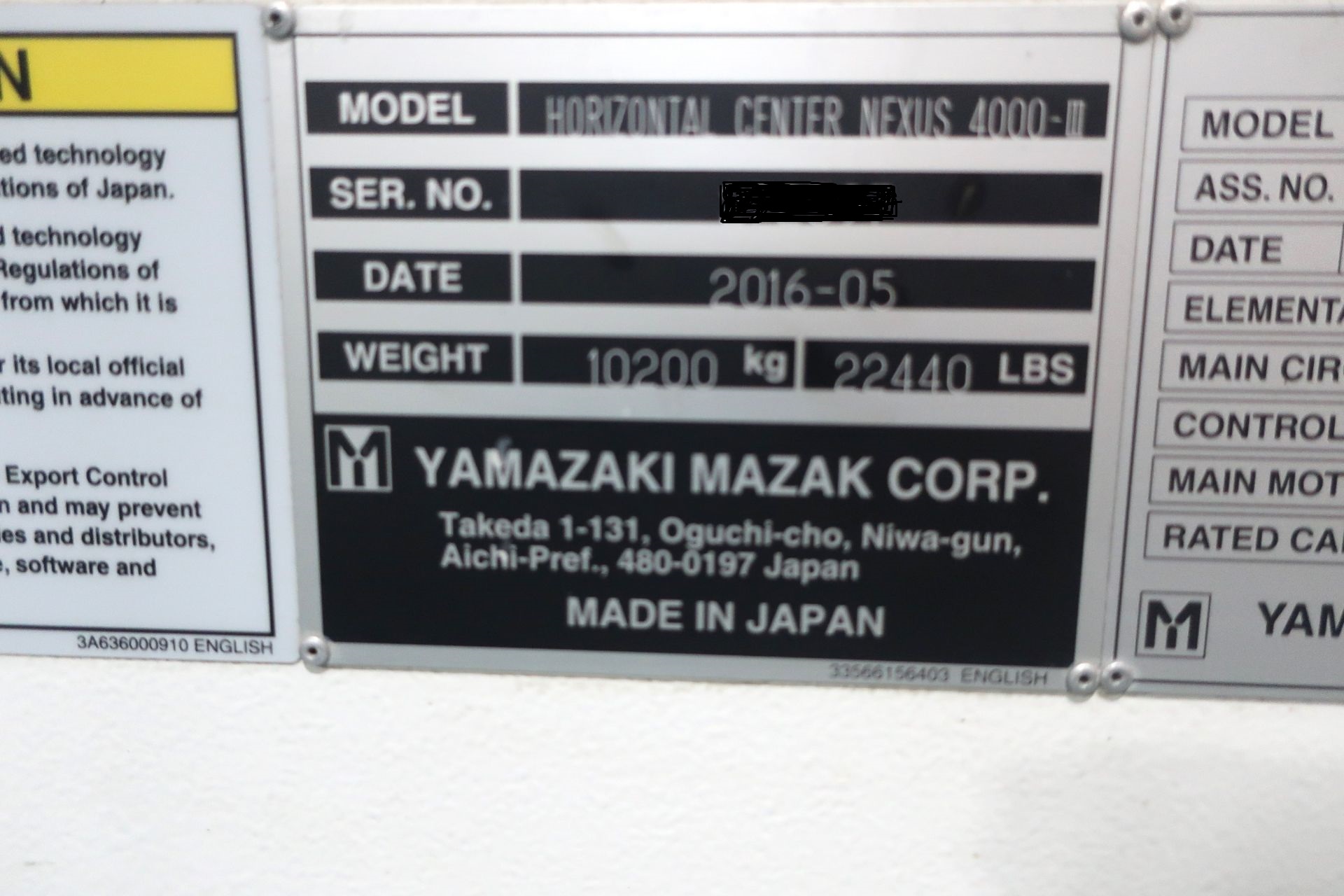 MAZAK HCN NEXUS 4000-III HORIZONTAL MACHINING CENTER (3)