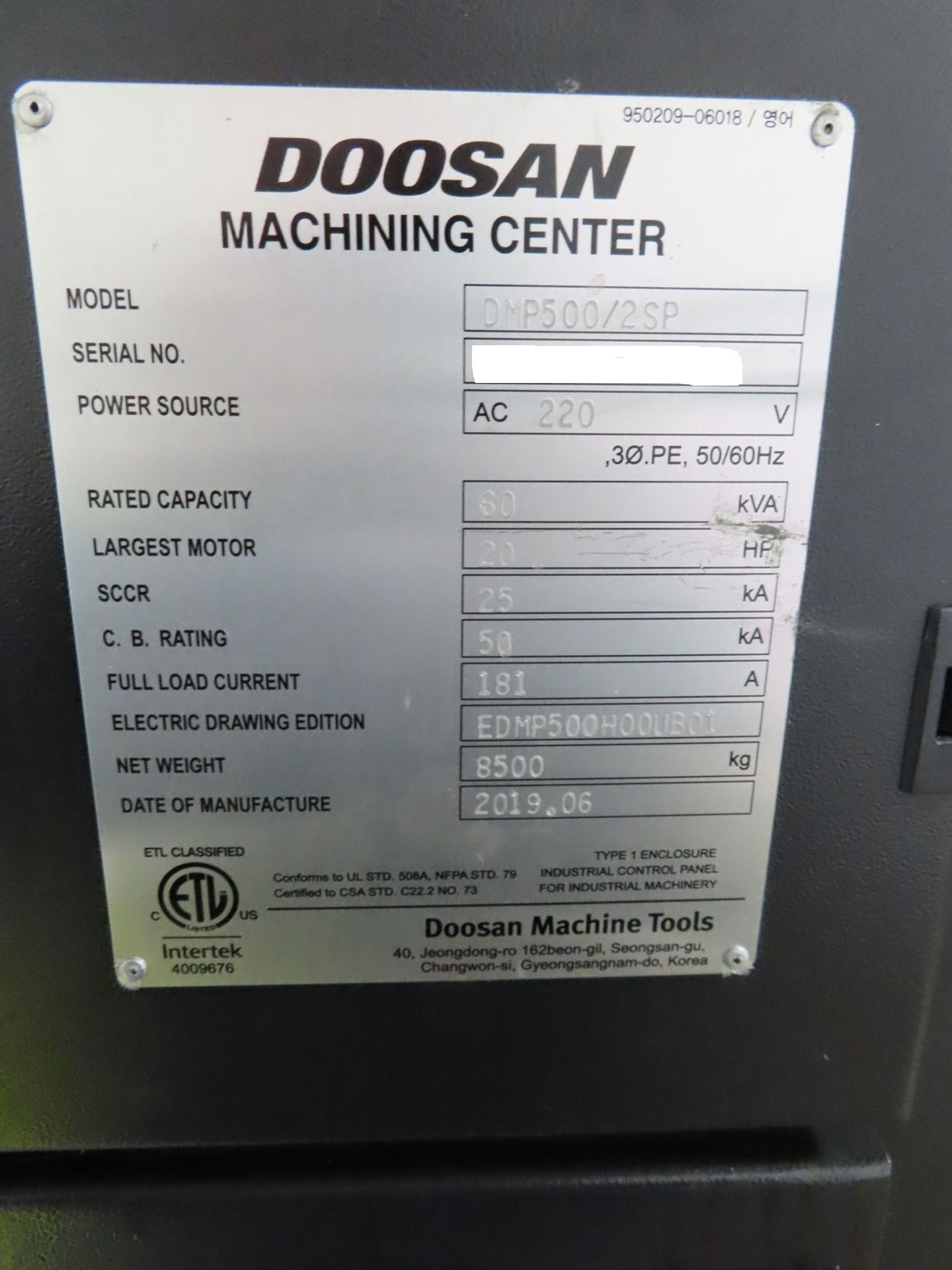 Doosan DMP5002SP CNC Vertical Machining Center - 2019 (4)