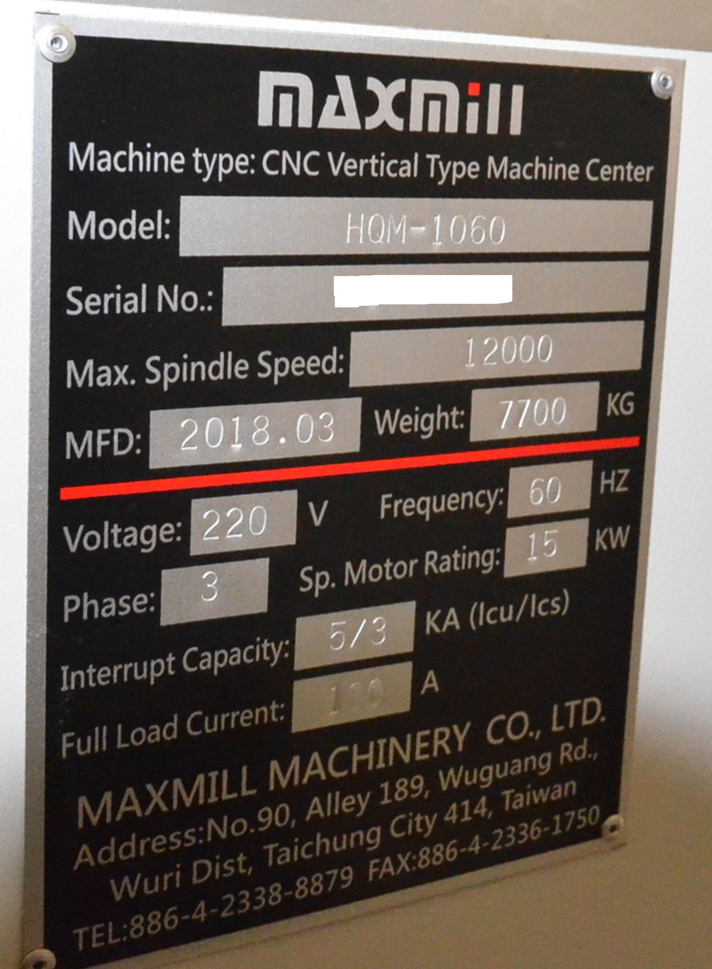 MAXMILL HQM-1060 CNC VMC- 2018 (5)