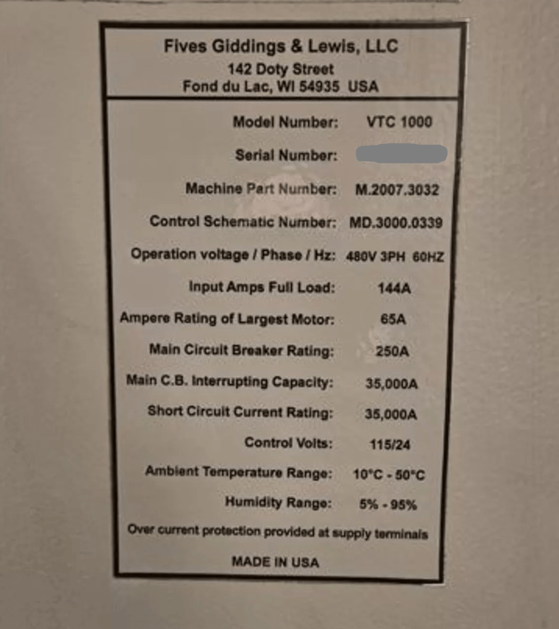 Giddings & Lewis VTC 1000FX-4