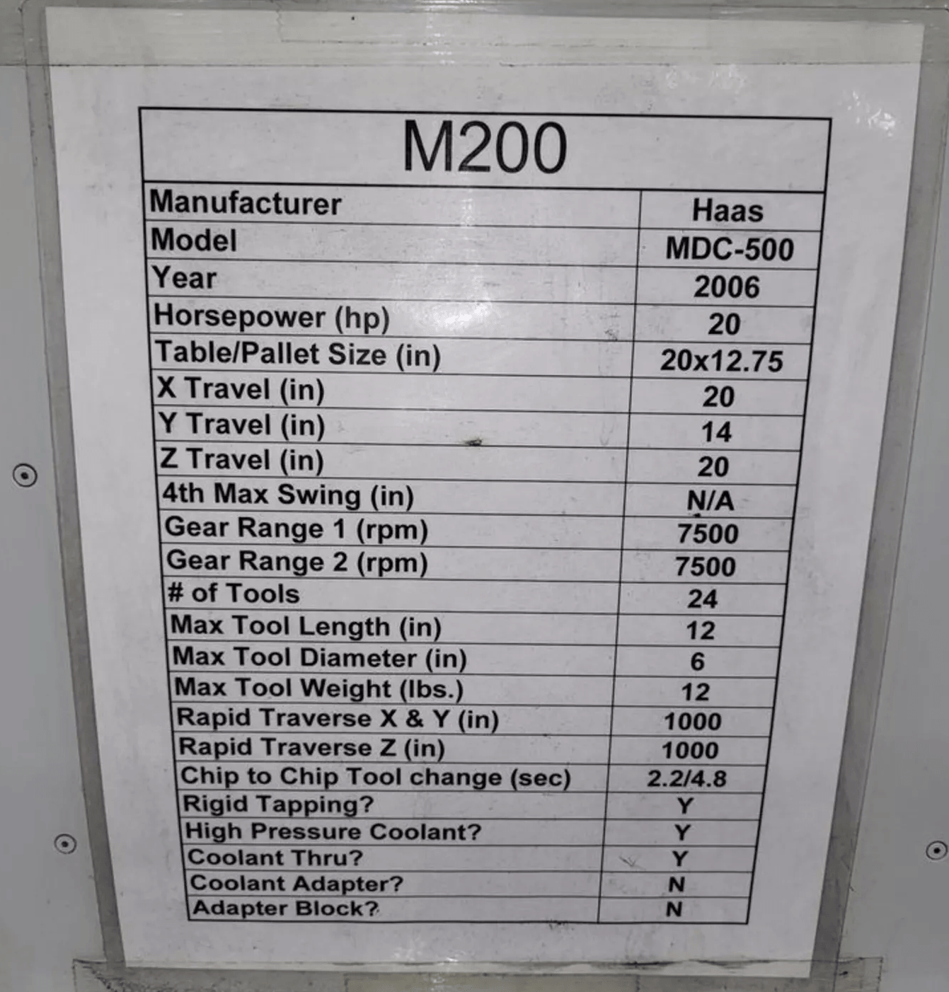 Haas MDC-500-4