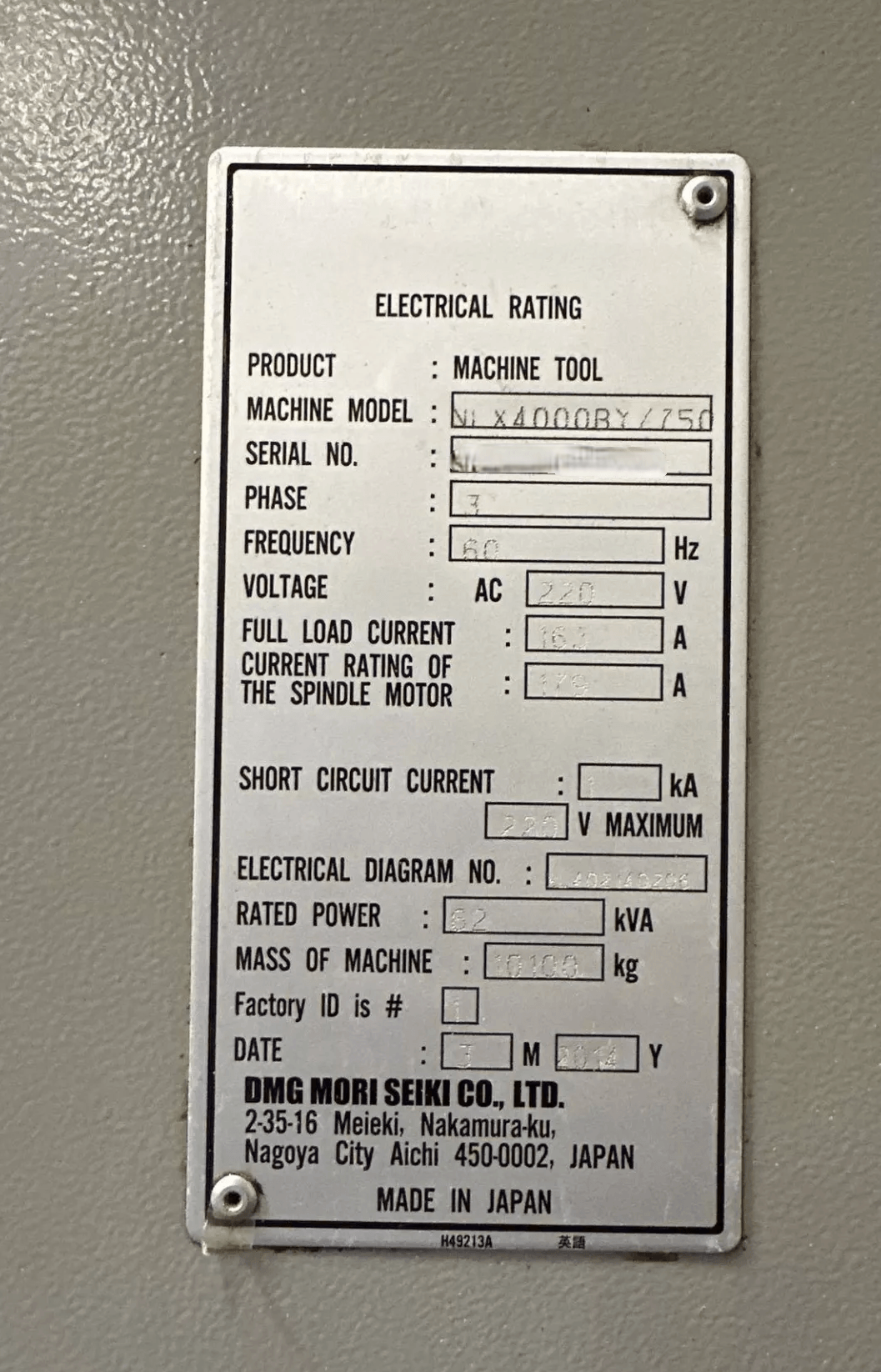 DMG MORI NLX4000BY-750-5