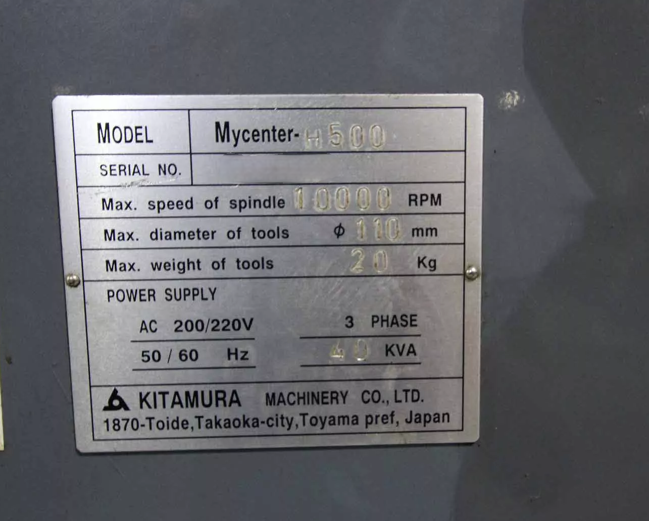 Kitamura Mycenter-H500-4