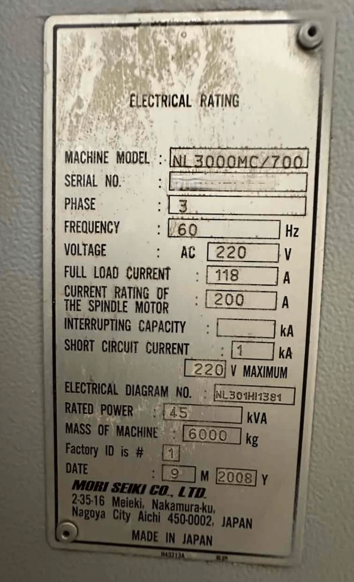 Mori Seiki NL3000MC-700-5