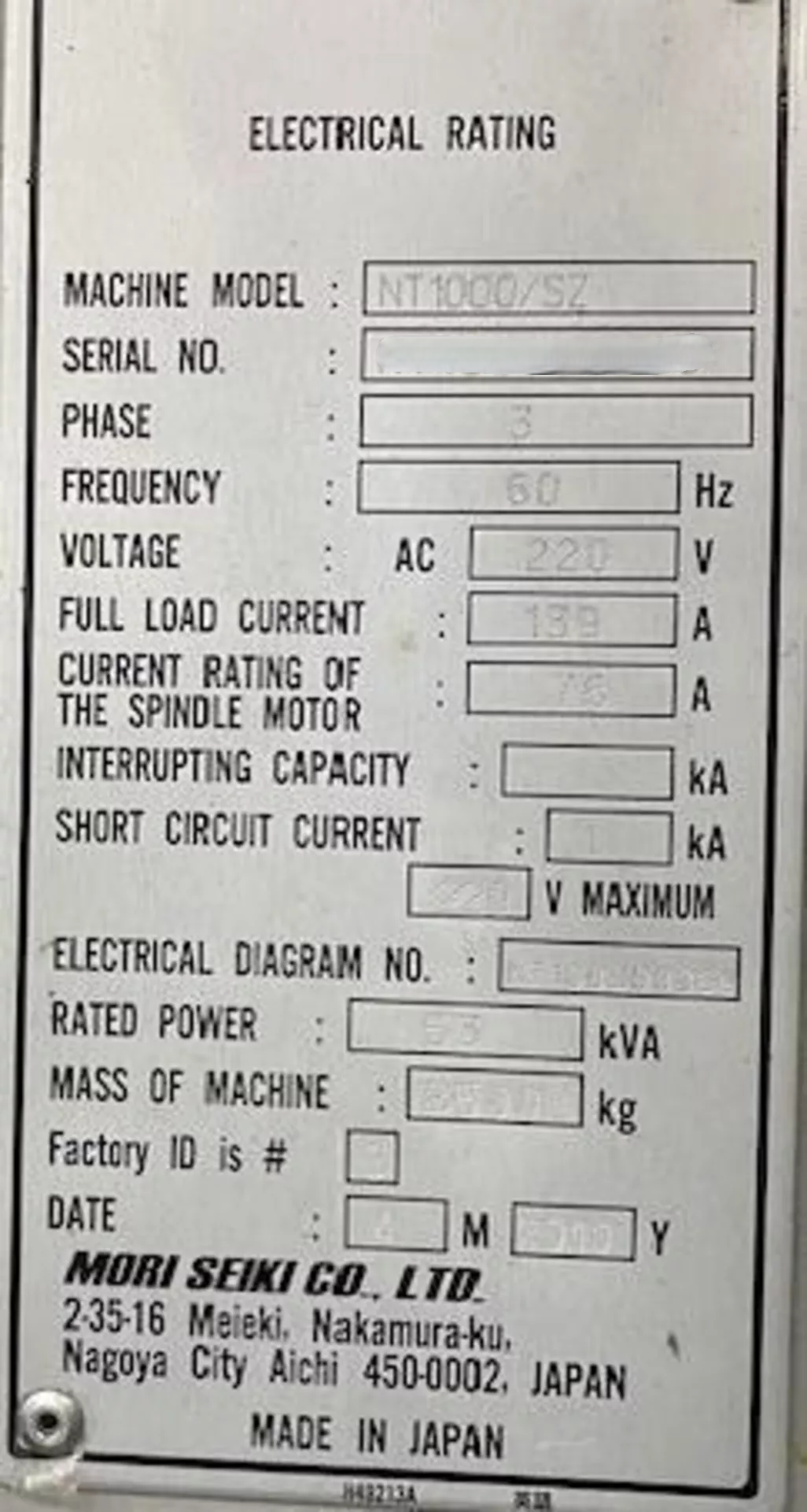 Mori Seiki NT-1000SZ-4