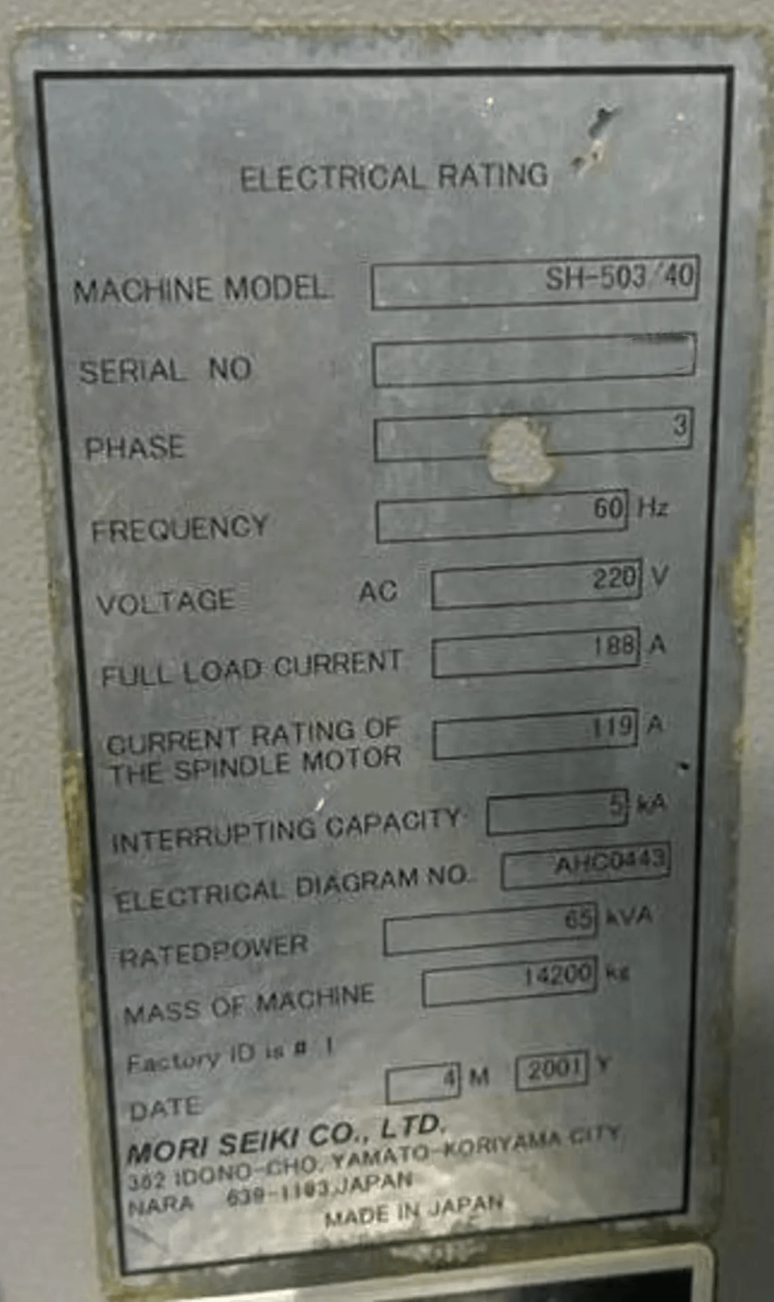 Mori Seiki SH-503-40-4