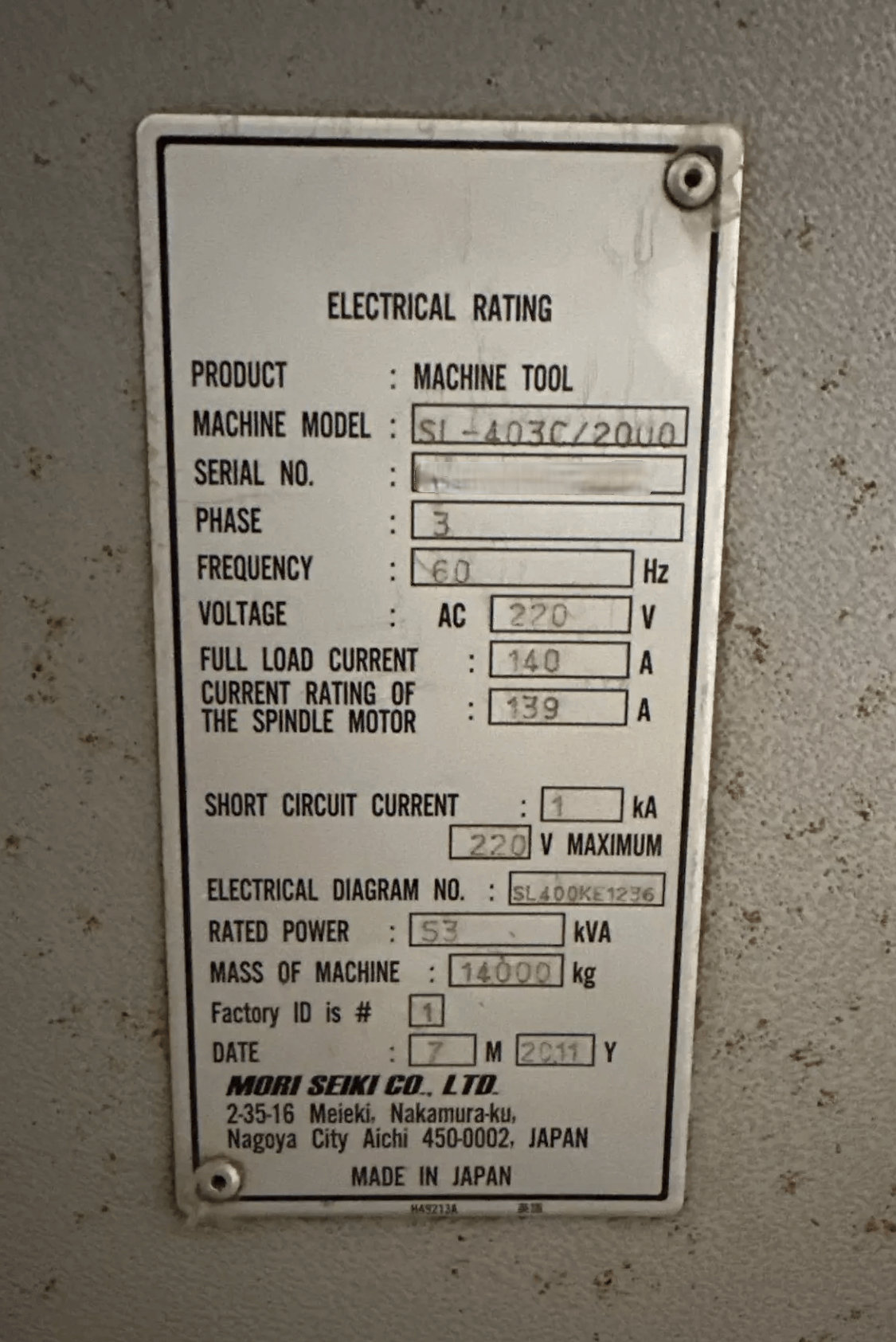 Mori Seiki SL403C-2000-5