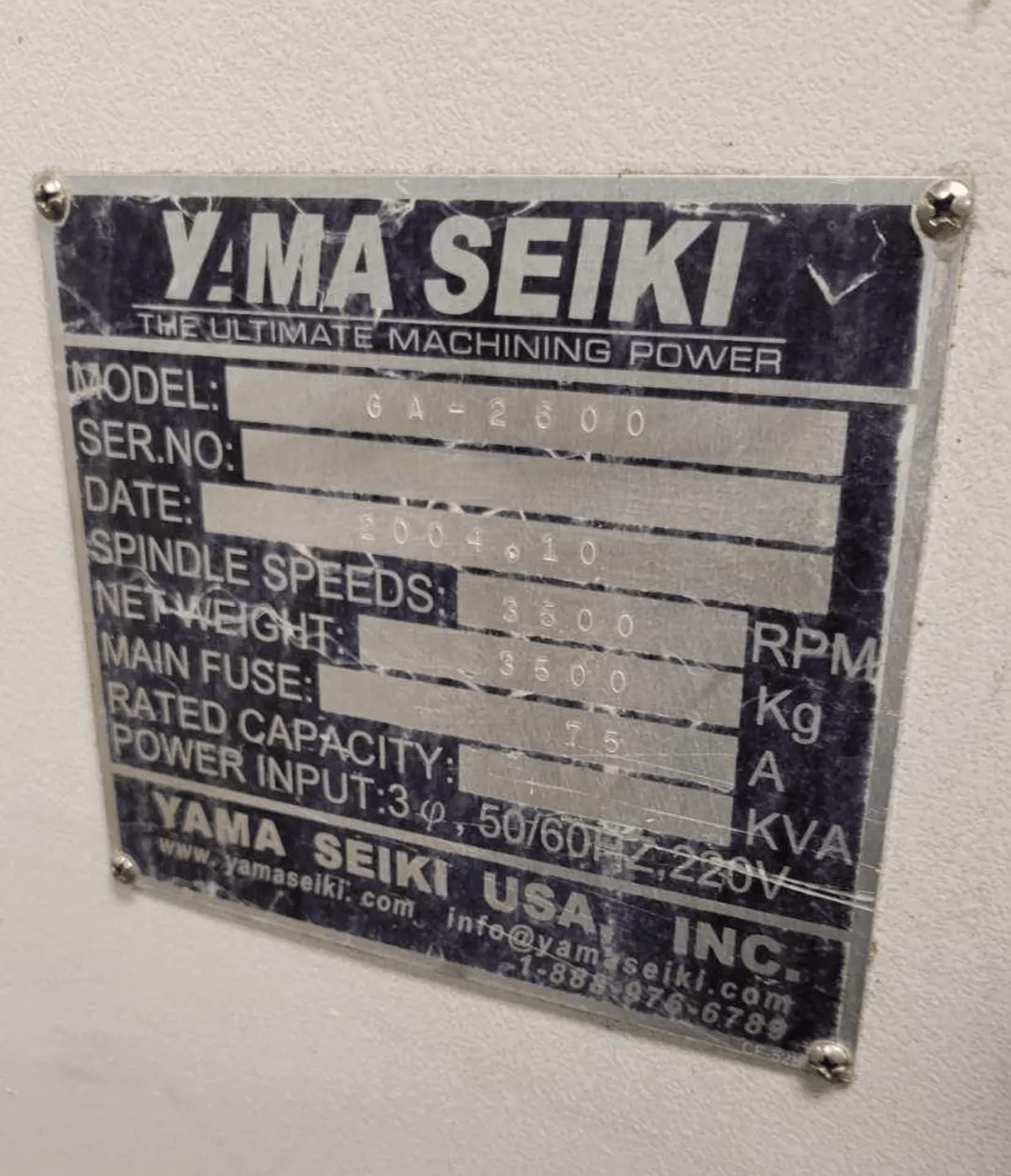 Yama Seiki GA-2600-4