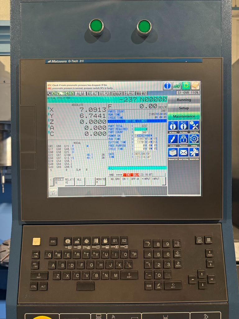 MATSUURA MX-330 5-AXIS CNC VERTICAL MACHINING CENTER - 15,000 RPM MILL 5