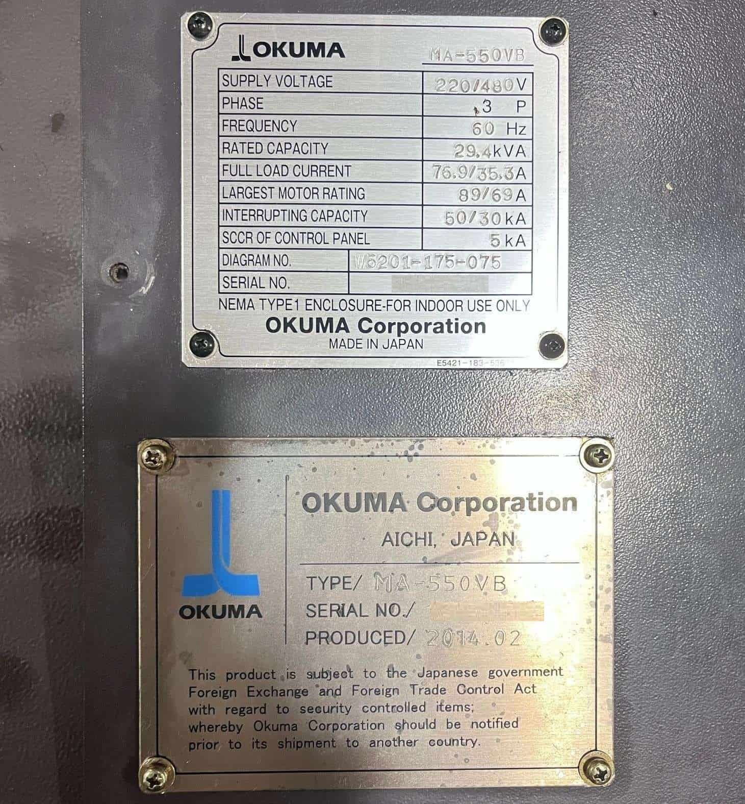 OKUMA MA-550VB CNC VERTICAL MACHINING CENTER - 50 TAPER MILL 14