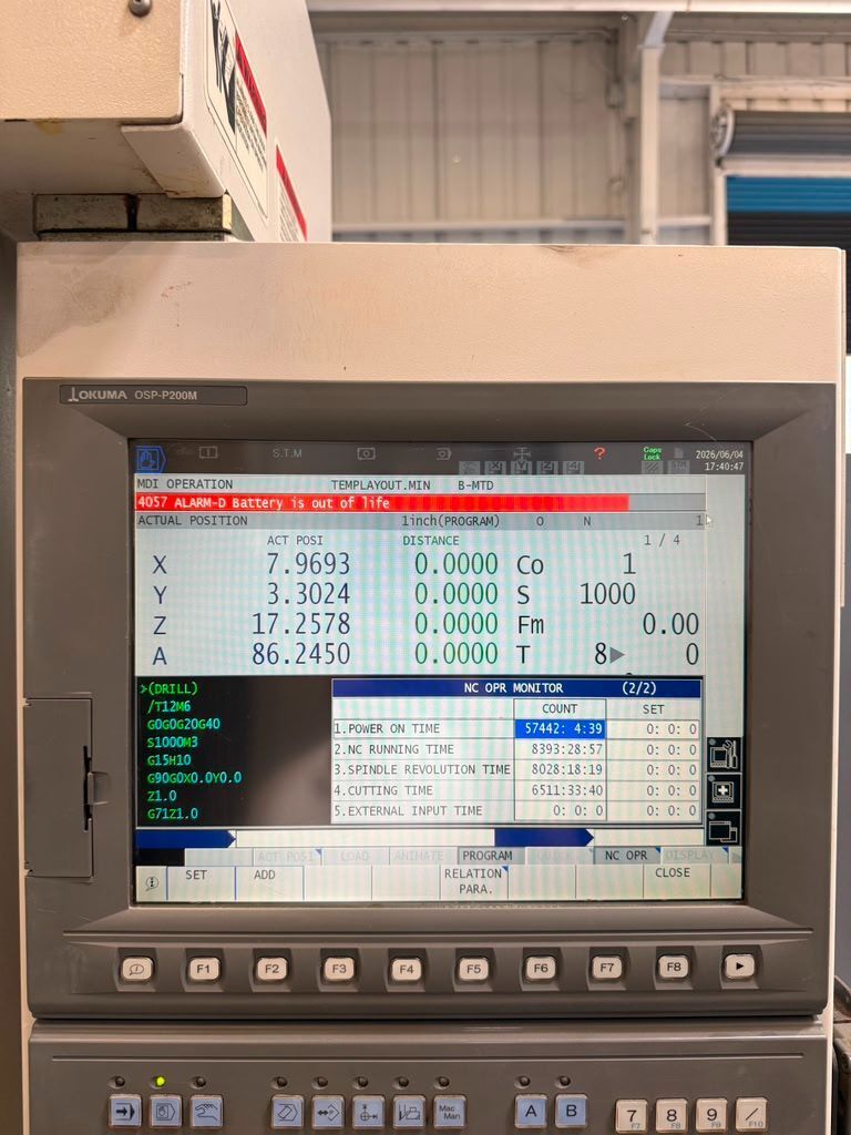 OKUMA MC-V4020 CNC VERTICAL MACHINING CENTER - 4TH AXIS MILL 6