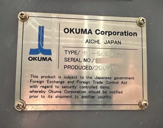 OKUMA MU-500VA-L 5-AXIS UNIVERSAL MACHINING CENTER - MILL 14