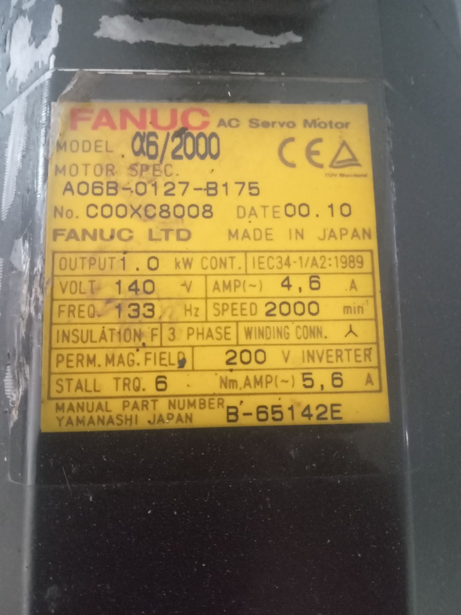 FANUC A06B-0127-B175 AC SERVO MOTOR 1