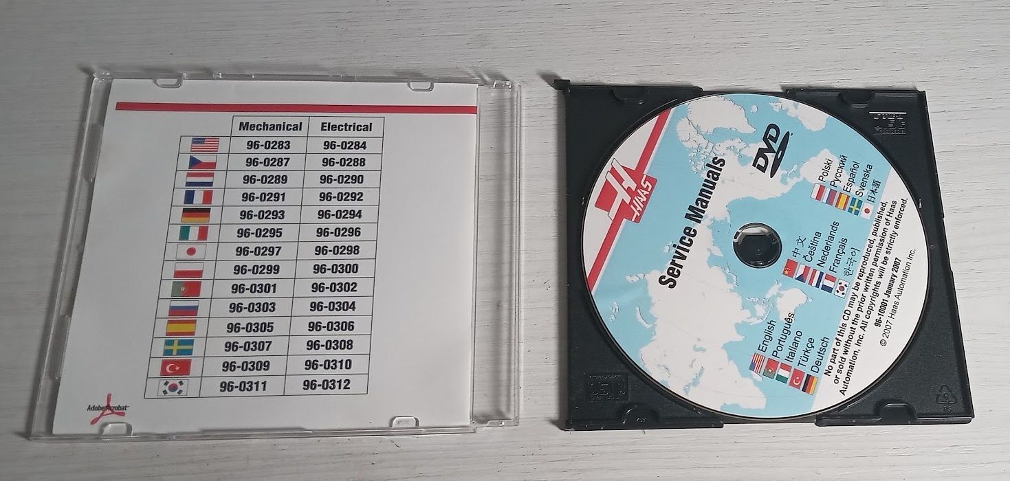 Haas Service and Electrical Manuals on CD 96-0283 96-0284 Multiple Languages 0