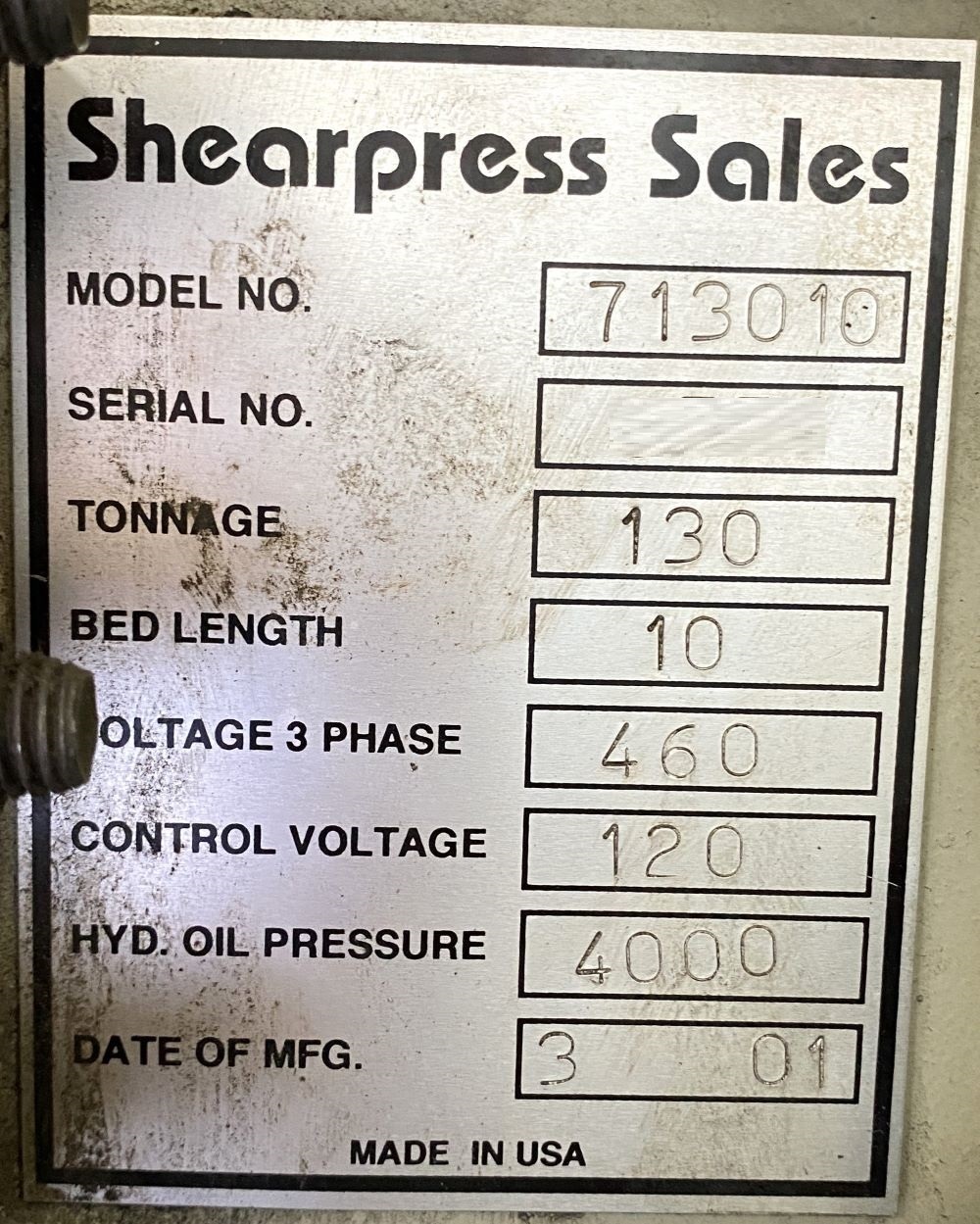 Accurpress 713010 130 Ton 10' 5 Axis CNC Hydraulic Press Brake 9