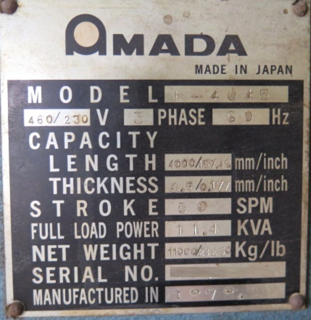 Amada M-4045 Power Squaring Shear 8