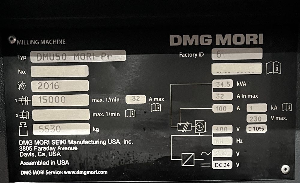 DMG Mori DMU 50 5 Axis CNC Vertical Machining Center 18