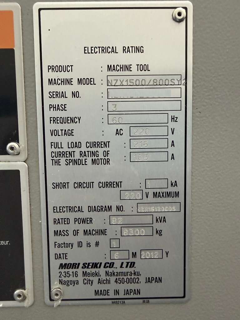 DMG Mori Seiki NZX 1500/800SY2 Multi Axis CNC Lathe - Twin Spindle Twin Turret, Y Axis 21