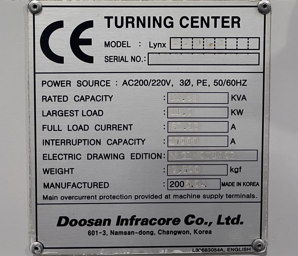 Doosan Lynx 220LC CNC Turning Center - Lathe 18