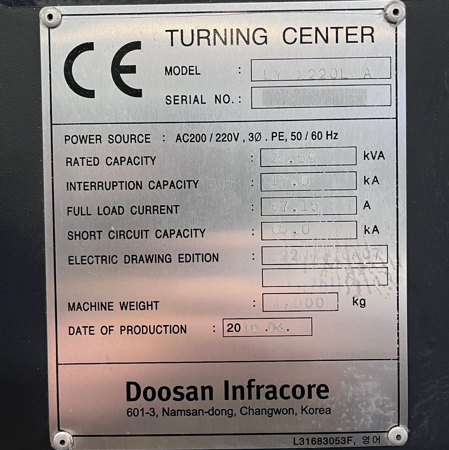 Doosan Lynx 220LMA CNC Turn Mill Center - Lathe 10