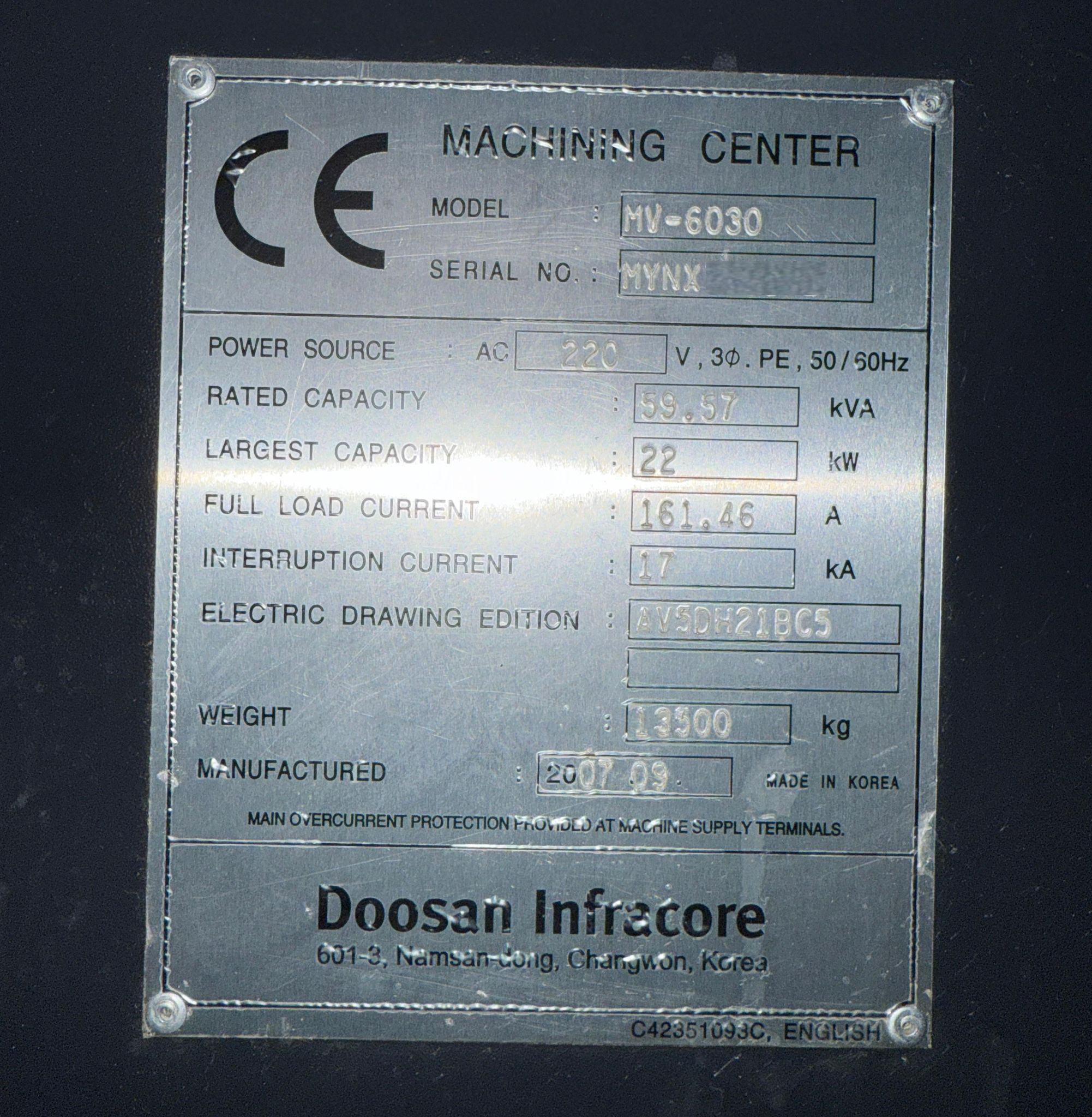 Doosan Mynx MV-6030 CNC Vertical Machining Center - 4th Axis Ready Mill 15