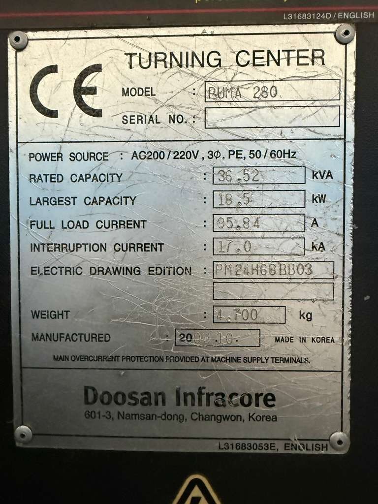 Cyuる丸ドンページ Doosan Puma 280 CNC Turning Center - 12