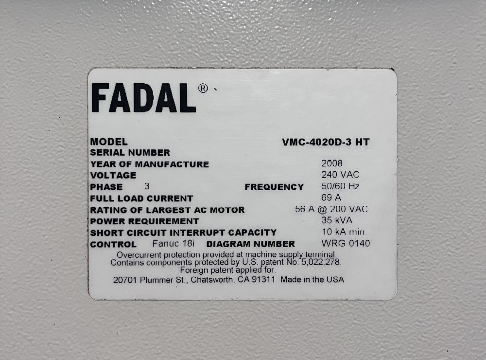 Fadal 4020D-3HT CNC Vertical Machining Center 15