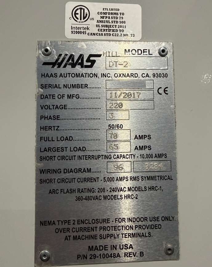 Haas DT-2 CNC Drill Tap Center - 2017 4th Axis Ready, 15,000 RPM, WIPS, HSM Mill 15