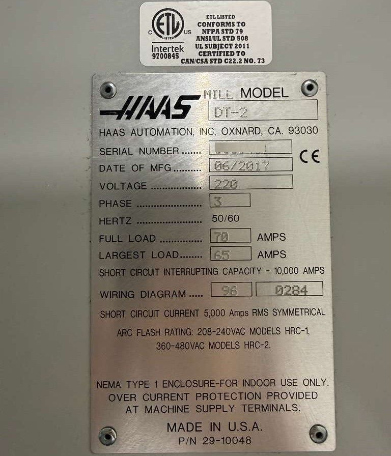 Haas DT-2 CNC Drill Tap Center - 2017 4th Axis Ready, 15,000 RPM, WIPS, HSM Mill 26
