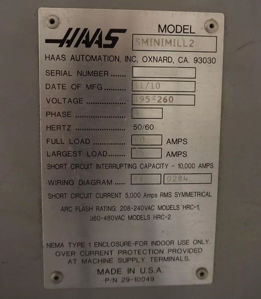 Haas Super Mini Mill 2 CNC Vertical Machining Center - 4th Axis Ready Mill 10