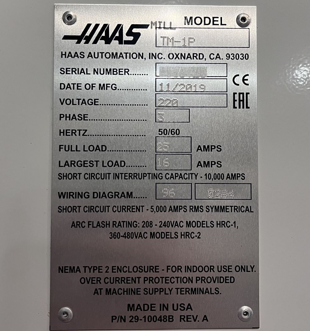 Buy Used Haas TM-1P Tool Room CNC Mill 2019 For Versatile Milling