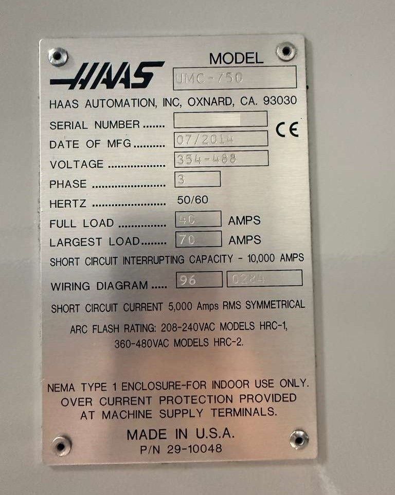 Haas UMC-750 5-Axis CNC Universal Machining Center - 12,000 RPM, 40 ATC, TSC, HSM Mill 21
