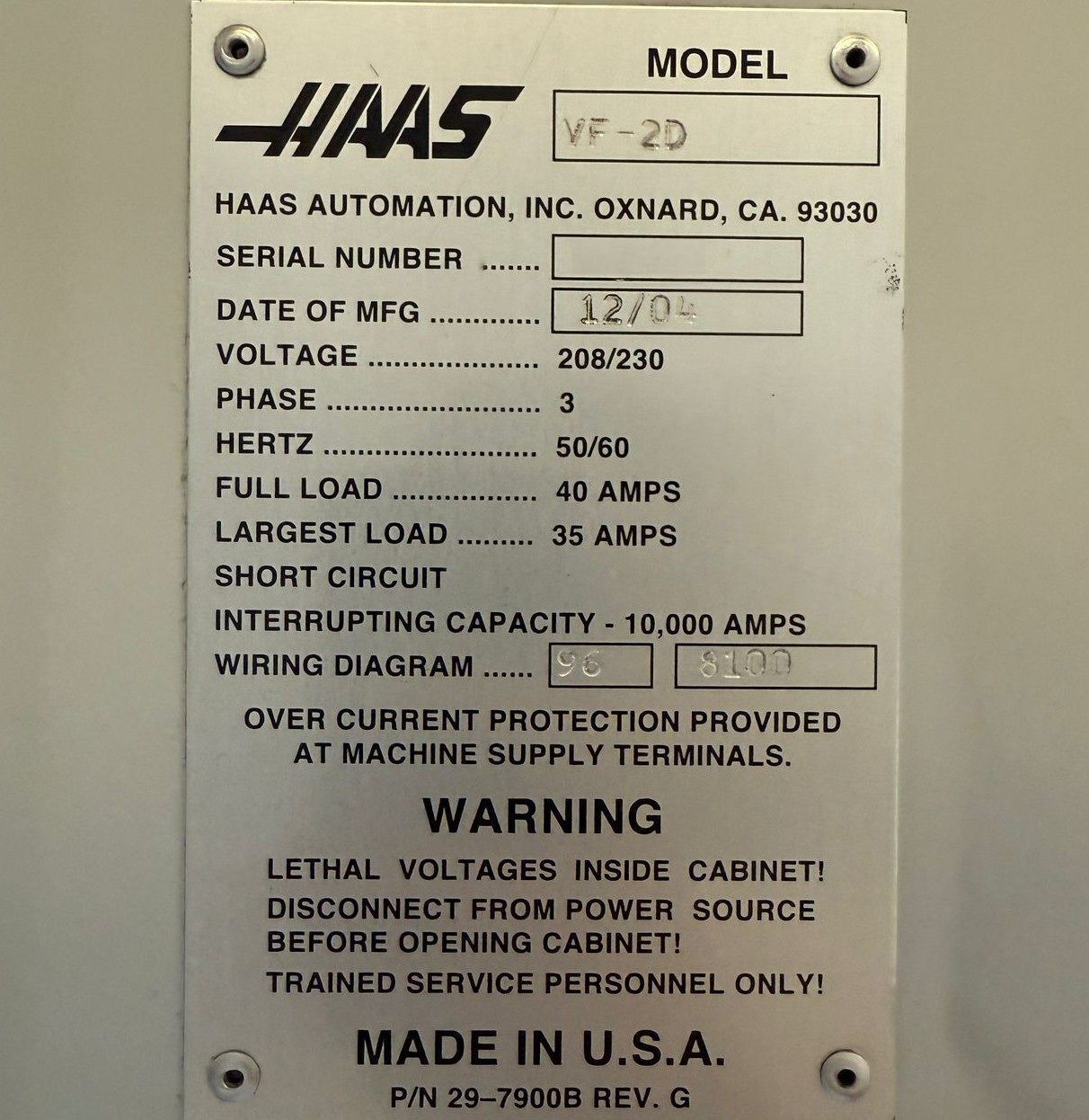 Haas VF-2D CNC Vertical Machining Center - 4th Axis Ready Mill 16