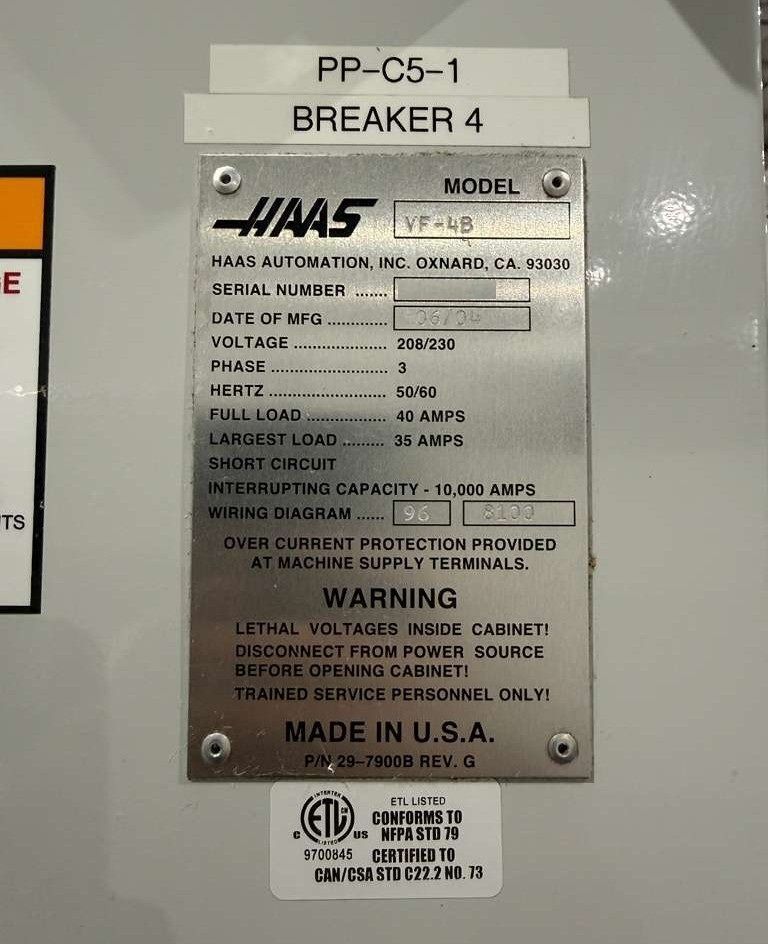 Haas VF-4B CNC Vertical Machining Center - 4th & 5th Axis Ready Mill 22