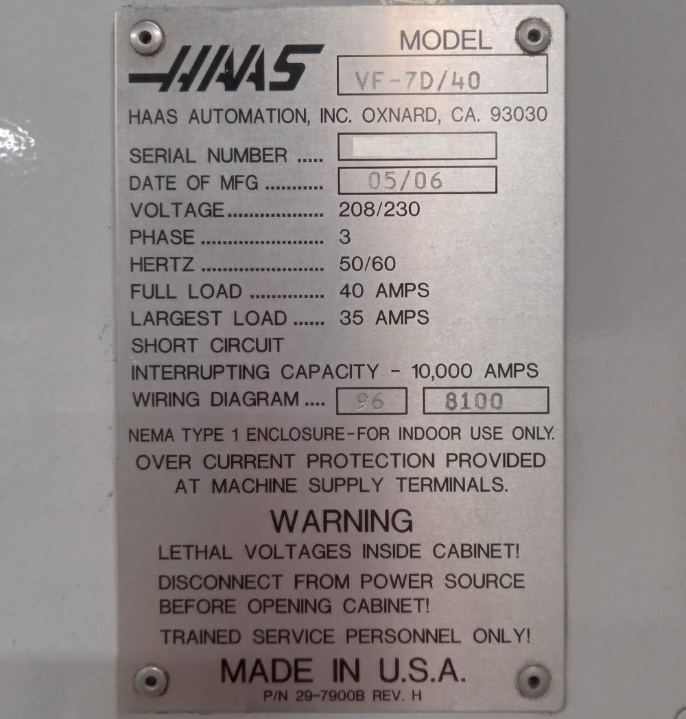 Haas VF-7D/40 CNC Vertical Machining Center - Mill 17