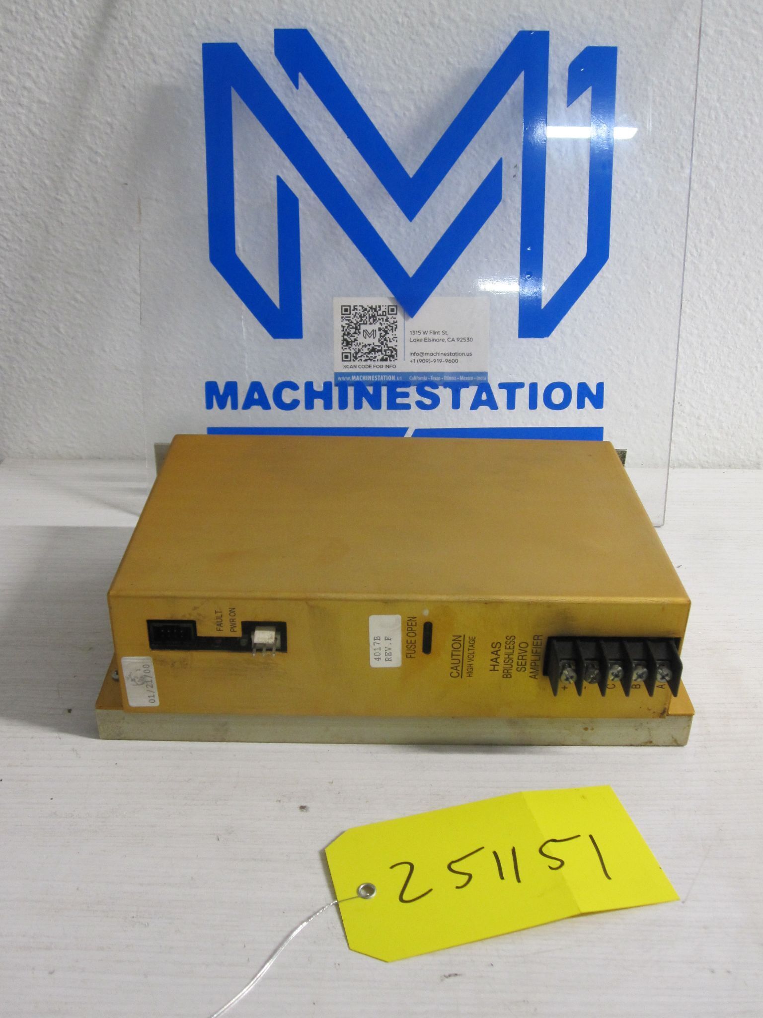 Haas 4017B Rev. F Servo Amp Amplifier HAAS 4017B-F AC Brushless Drive 0