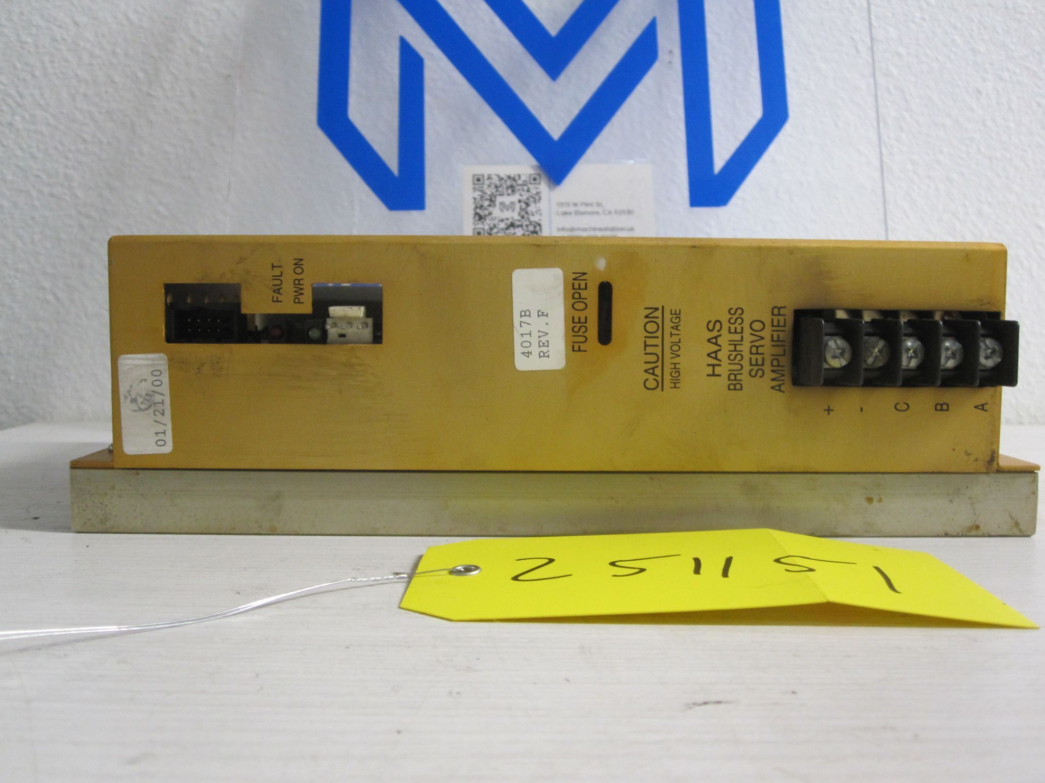 Haas 4017B Rev. F Servo Amp Amplifier HAAS 4017B-F AC Brushless Drive 1
