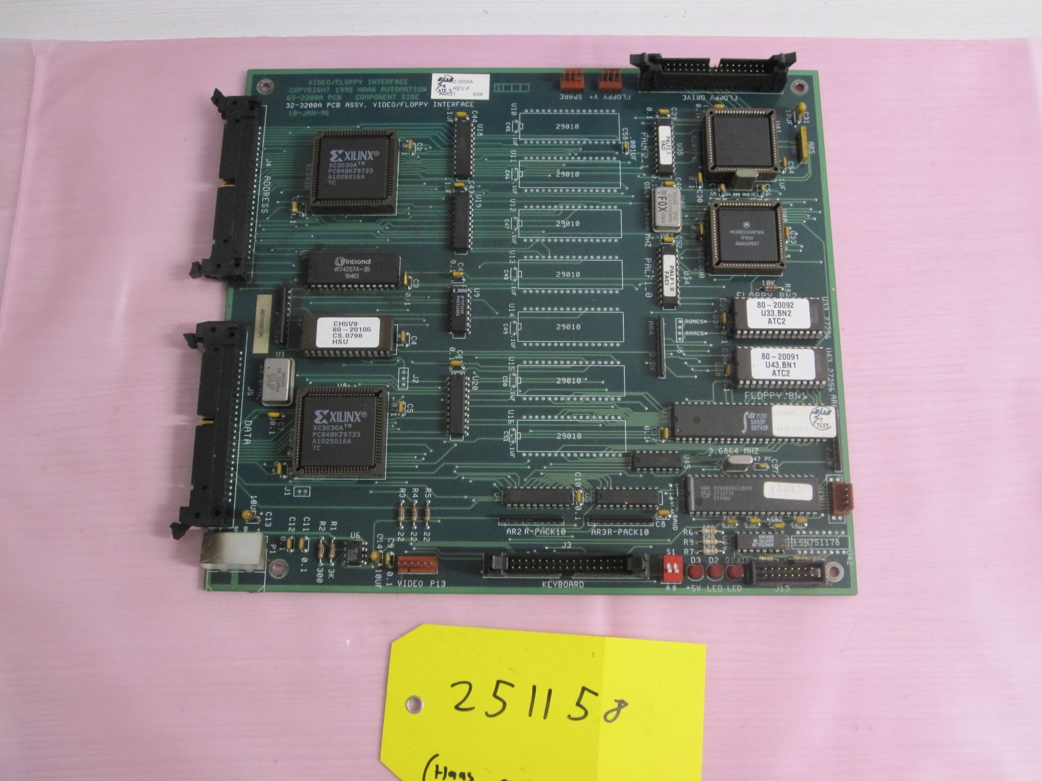Haas 32-3200A REV. F Video / Floppy Interface PCB ASSY. 65-3200A 1