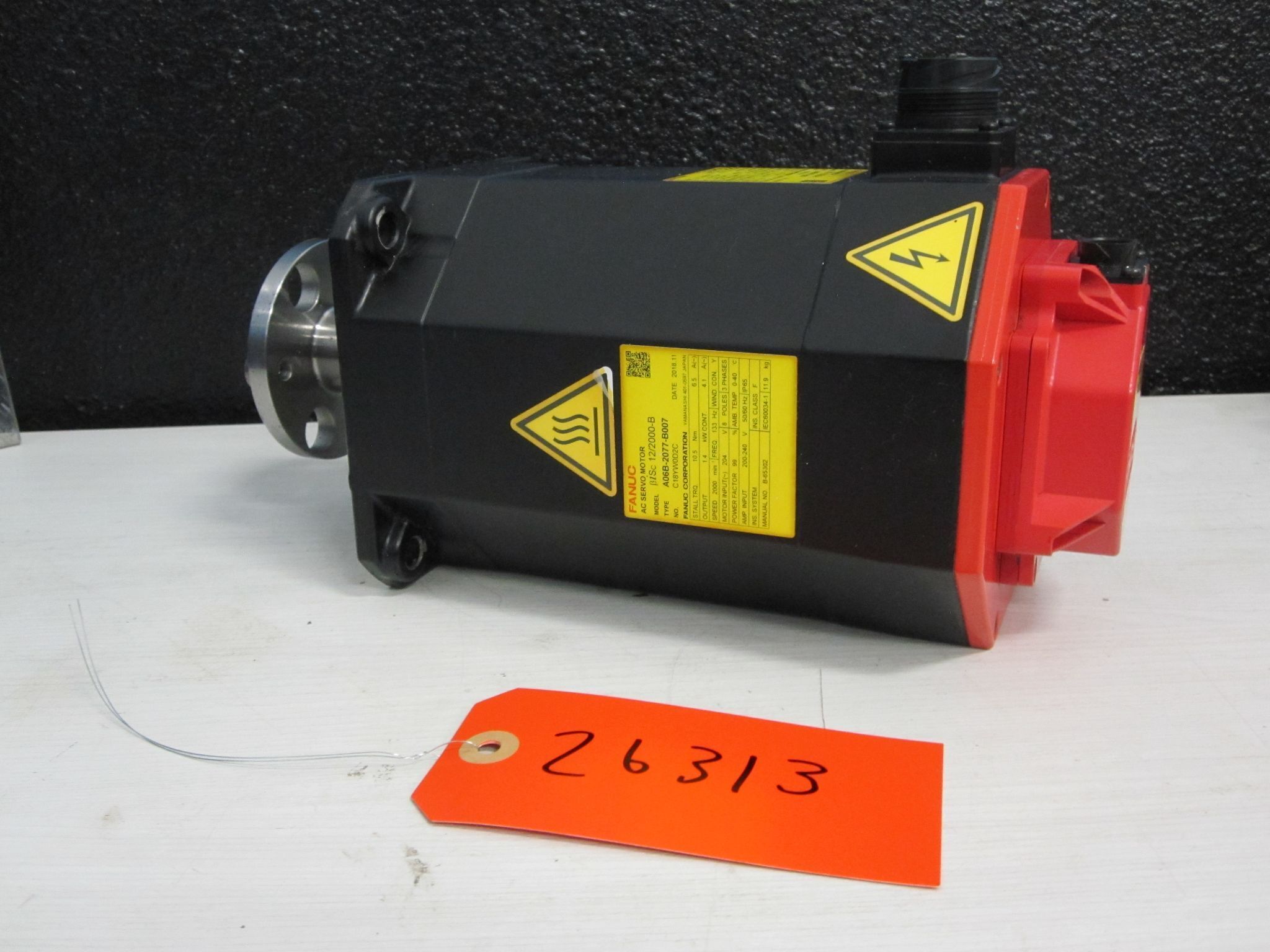 FANUC A06B-2077-B007 AC SERVO MOTOR BISC 12/2000-B A860-2070-T371 2