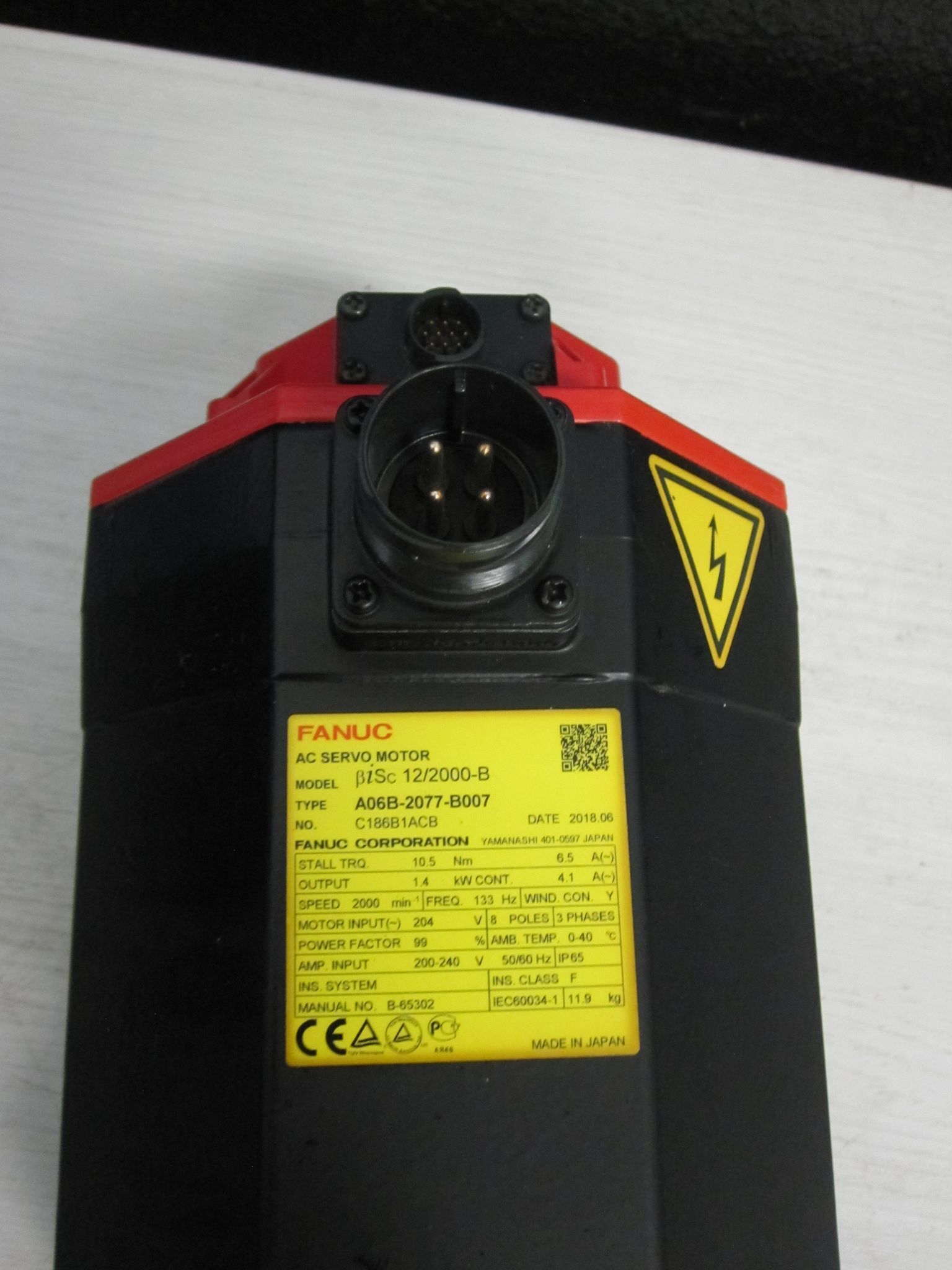 FANUC A06B-2077-B007 AC SERVO MOTOR BISC 12/2000-B A860-2070-T371 5