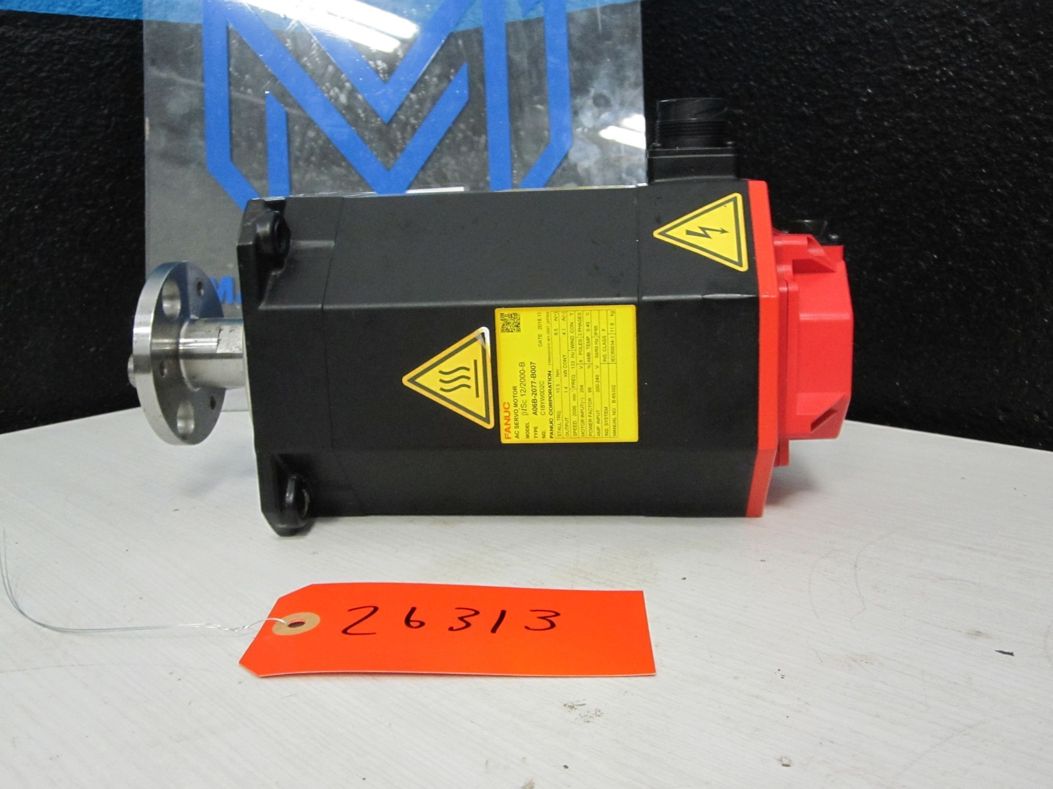 FANUC A06B-2077-B007 AC SERVO MOTOR BISC 12/2000-B A860-2070-T371 6