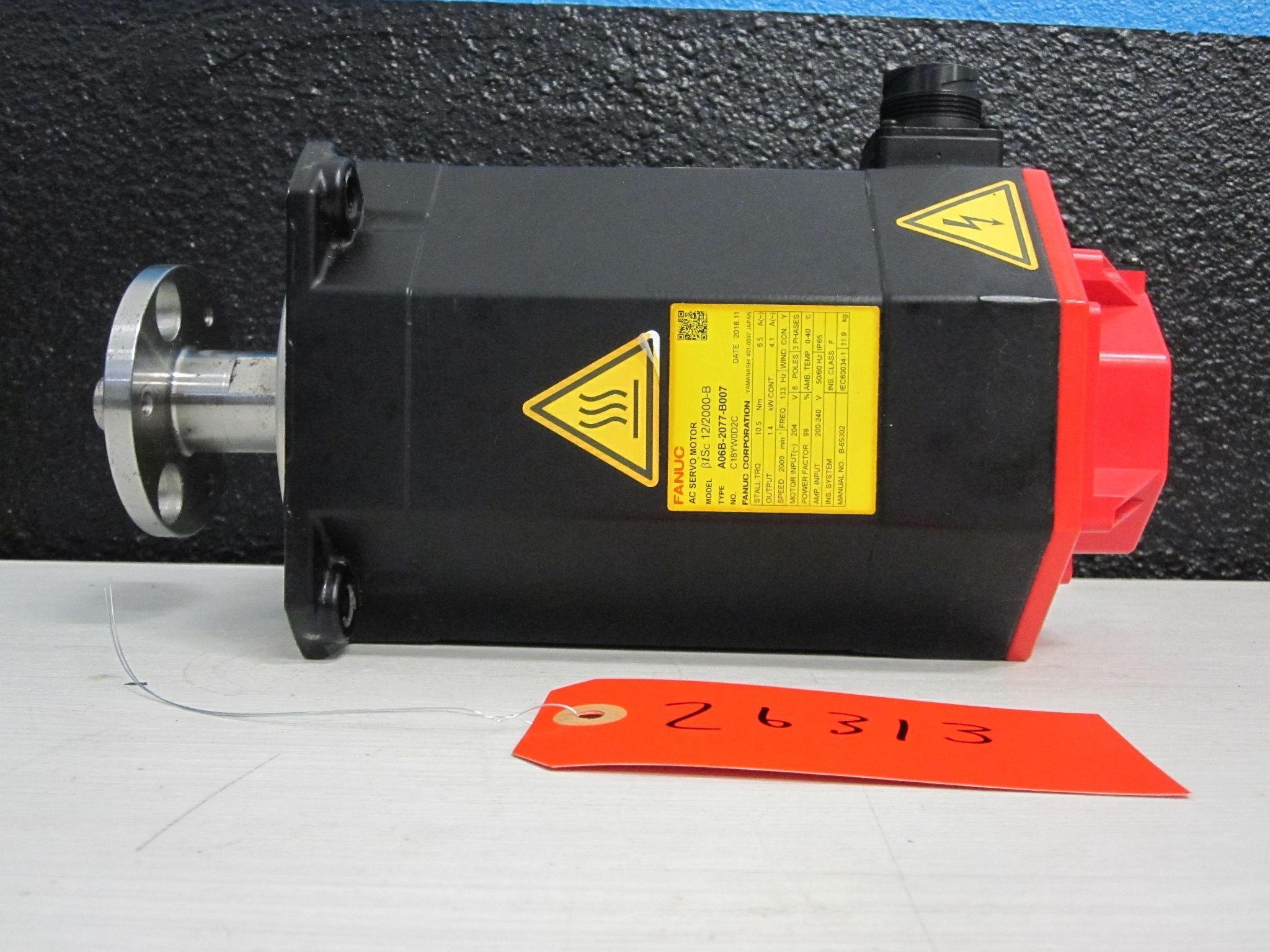 FANUC A06B-2077-B007 AC SERVO MOTOR BISC 12/2000-B A860-2070-T371 7