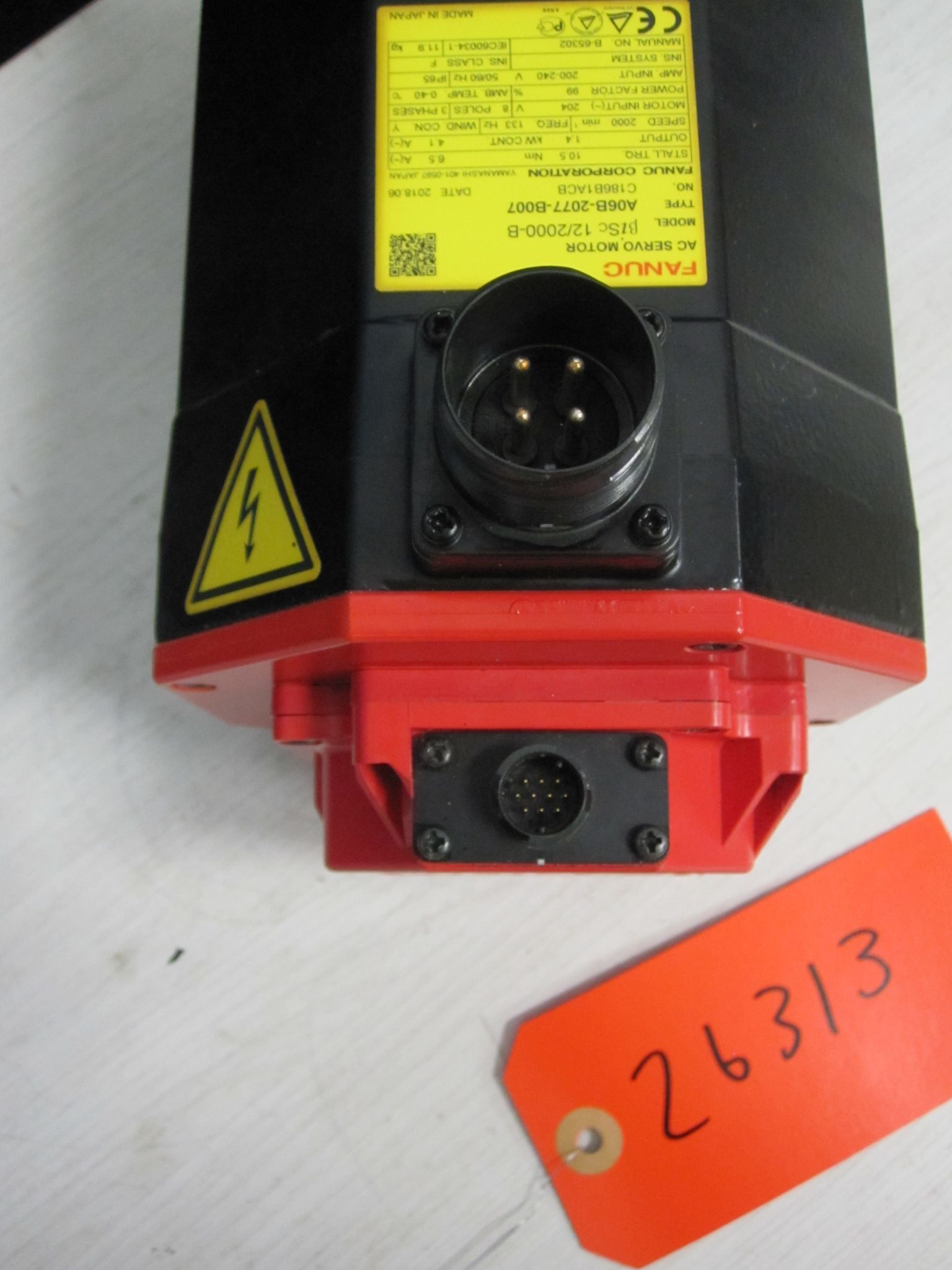FANUC A06B-2077-B007 AC SERVO MOTOR BISC 12/2000-B A860-2070-T371 13
