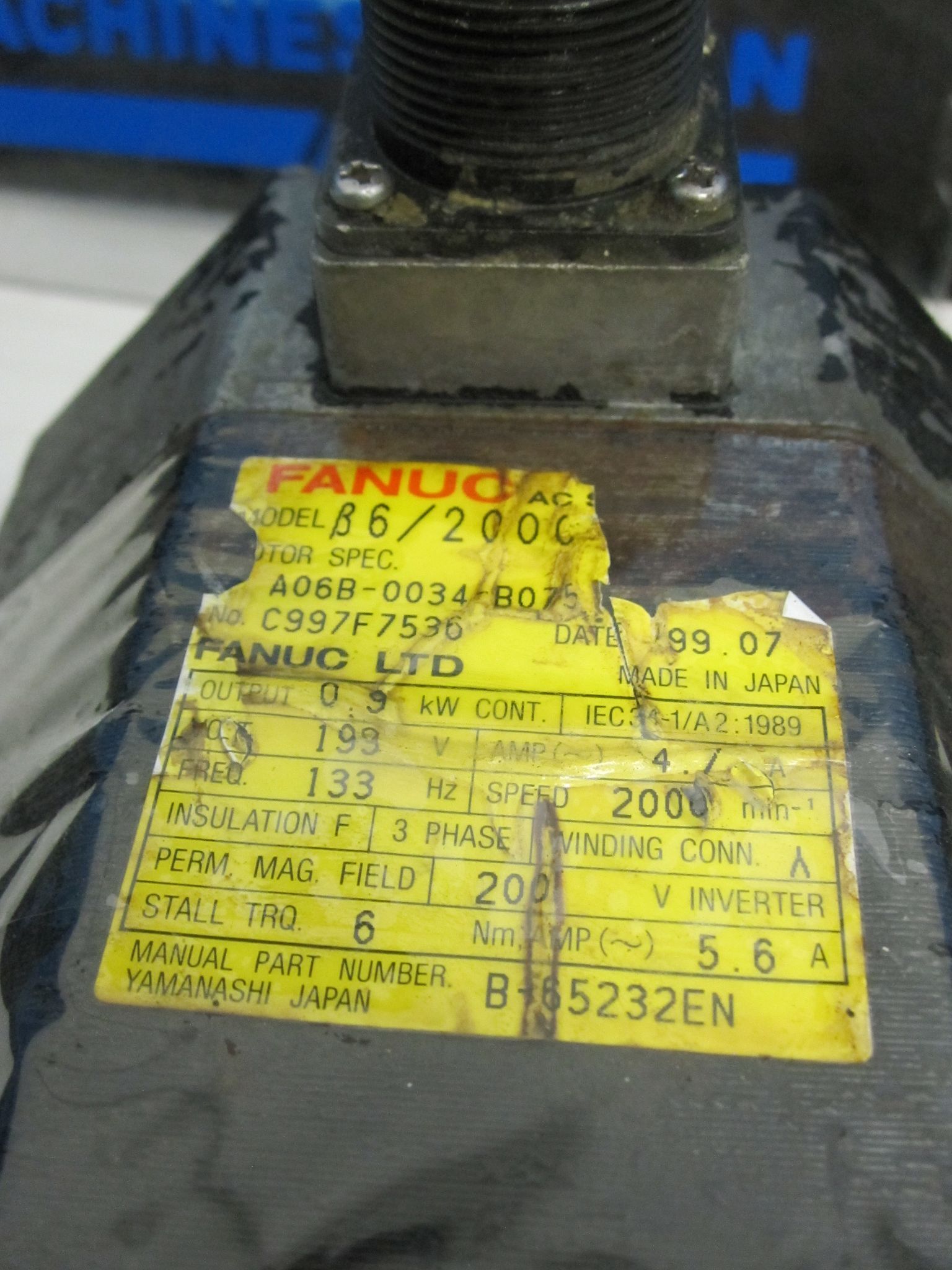 Fanuc B 6/2000 AC servo Motor A06B-0034-B075 7